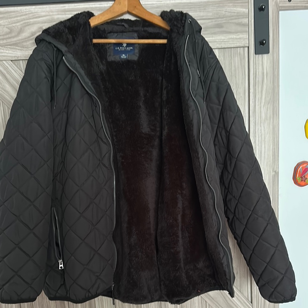U.S. Polo Assn. Black Puffer Jacket with Quilted Design